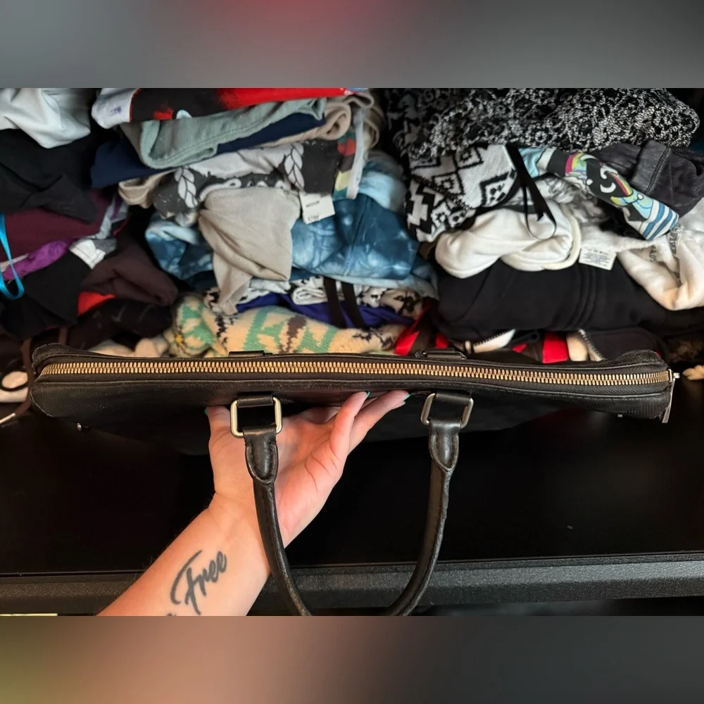 Louis Vuitton Matte Black Damier Porte Documents Jour Leather Satchel - Picture 7 of 15